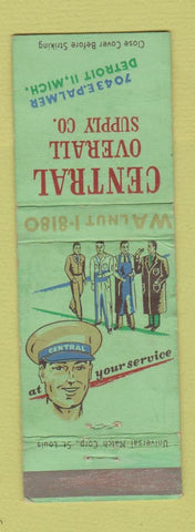 Matchbook Cover - Central Overall Supply Detroit MI WORN