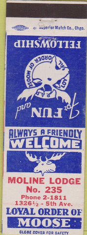Matchbook Cover - Matchbook Cover Moose Lodge Moline IL