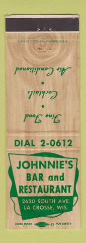 Matchbook Cover - Johnnie's Bar Restaurant La Crosse WI