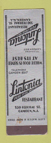 Matchbook Cover - Lintonia Food Shop Camden NJ SAMPLE WEAR