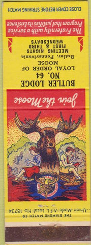 Matchbook Cover - Matchbook Cover Moose Lodge Butler PA