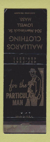 Matchbook Cover - Malliaros Clothing Lowell MA WEAR