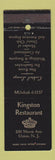 Matchbook Cover - Kingston Restaurant Union NJ