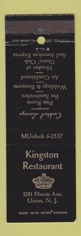 Matchbook Cover - Kingston Restaurant Union NJ