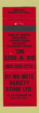 Matchbook Cover - Dy No Mite Variety Store Effingham NH Freedom excavating