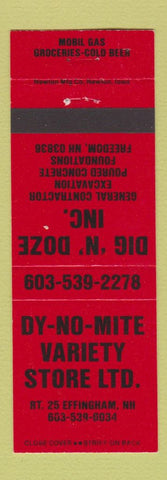 Matchbook Cover - Dy No Mite Variety Store Effingham NH Freedom excavating