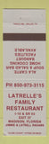 Matchbook Cover - Latrell's Family Restaurant Madison FL