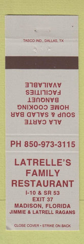 Matchbook Cover - Latrell's Family Restaurant Madison FL