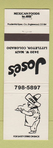 Matchbook Cover - Jose's Mexican Food Littleton Colorado