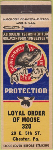 Matchbook Cover - Matchbook Cover Moose Lodge Chester PA