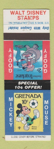 Matchbook Cover - Walt Disney Stamps Mickey Mouse Goofy