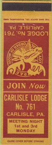 Matchbook Cover - Matchbook Cover Moose Lodge Carlisle PA