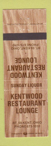 Matchbook Cover - Kentwood Restaurant Kent OH