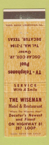 Matchbook Cover - The Wiseman Motel Restaurant Decatur TX