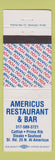 Matchbook Cover - Americus Restaurant Bar