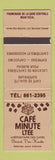 Matchbook Cover - Cafe Minute Montreal QC WEAR