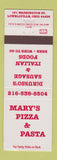 Matchbook Cover - Mary's Pizza Pasta Lowelville OH