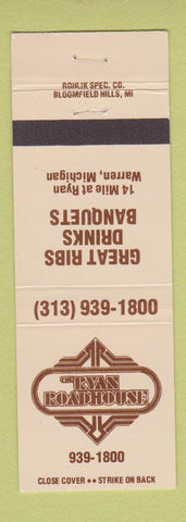 Matchbook Cover - Ryan Roadhouse Warren MI