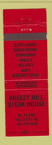 Matchbook Cover - Breezy Hill Steak House Falls City NE WEAR