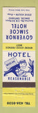 Matchbook Cover - Governor Simcoe Hotel Simcoe ON