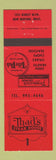 Matchbook Cover - Thad's Steak House New Bedford MA