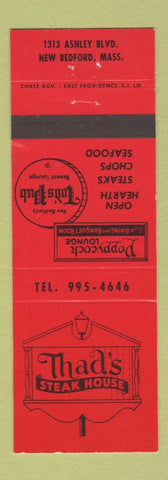 Matchbook Cover - Thad's Steak House New Bedford MA