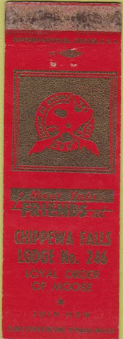 Matchbook Cover - Matchbook Cover Moose Lodge Chippewa Falls WI WORN