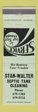 Matchbook Cover - Stan Walter Septic Tank Cleaning