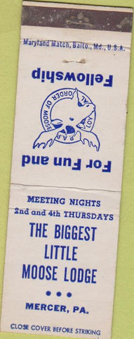 Matchbook Cover - Matchbook Cover Moose Lodge Mercer PA