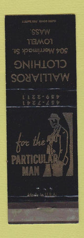 Matchbook Cover - Malliaros Clothing Lowell MA