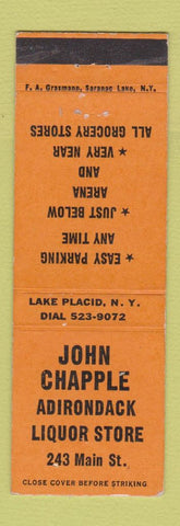 Matchbook Cover - John Chapple Liquor Store Adirondack Lake Placid NY