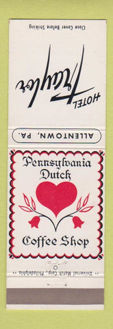 Matchbook Cover - Hotel Traylor Allentown PA Pennsylvania Dutch