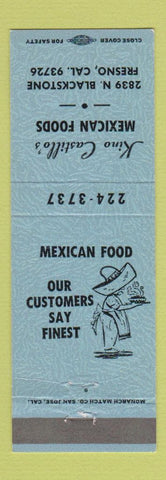 Matchbook Cover - Kino Castillo's Mexican Food Fresno CA