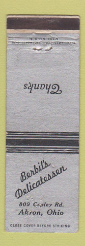 Matchbook Cover - Berbil's Deli Akron OH WEAR