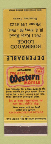 Matchbook Cover - Robinwood Lodge Houston TX