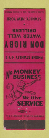 Matchbook Cover - Don Rigby Water Well Drillers Stanley NY