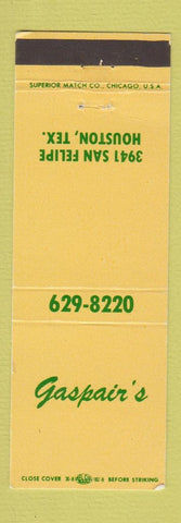 Matchbook Cover - Gaspair's Houston TX