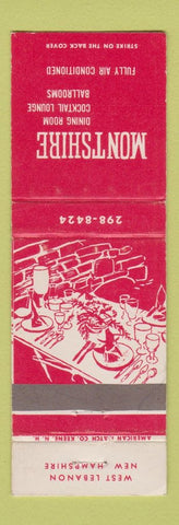 Matchbook Cover - Montshire Restaurant West Lebanon NH