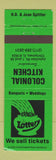 Matchbook Cover - Colonial Kitchen Chrisman IL Lottery