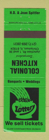 Matchbook Cover - Colonial Kitchen Chrisman IL Lottery