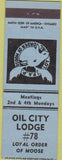Matchbook Cover - Matchbook Cover Moose Lodge Oil City Sugarcreek PA