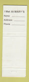 Matchbook Cover - Mary's Sundance Cattle Company Houston TX
