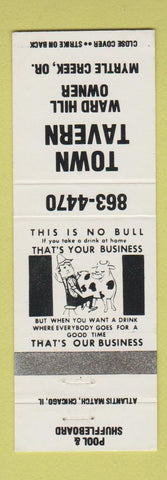 Matchbook Cover - Town Tavern Myrtle Creek OR billiards shuffleboard