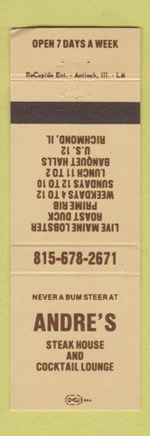 Matchbook Cover - Andre's Steak House Richmond IL