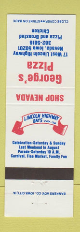 Matchbook Cover - George's Pizza Nevada IA Lincoln Highway Days