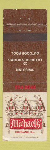 Matchbook Cover - Michael's Highland IL Swiss Inn WEAR