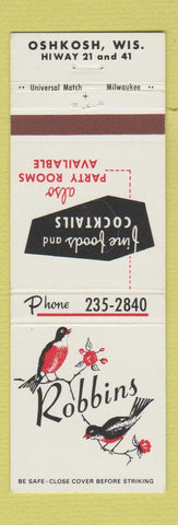 Matchbook Cover - Robbins Restaurant Oshkosh WI