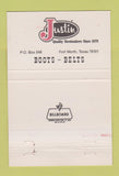 Matchbook Cover - Justin Cowboy Boots Dallas TX 40 Strike