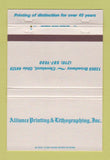 Matchbook Cover - Alliance Printing Lithographing Cleveland OH 40 Strike