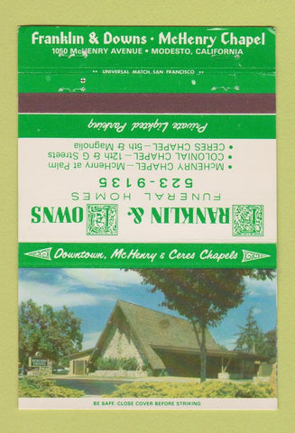 Matchbook Cover - Franklin and Downs Funeral Homes Modesto CA 40 Strike
